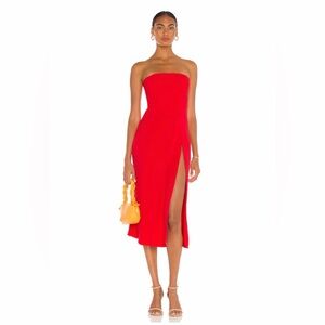 Amanda Uprichard Womens Mandy Midi Dress Lipstick Red Size Large Strapless